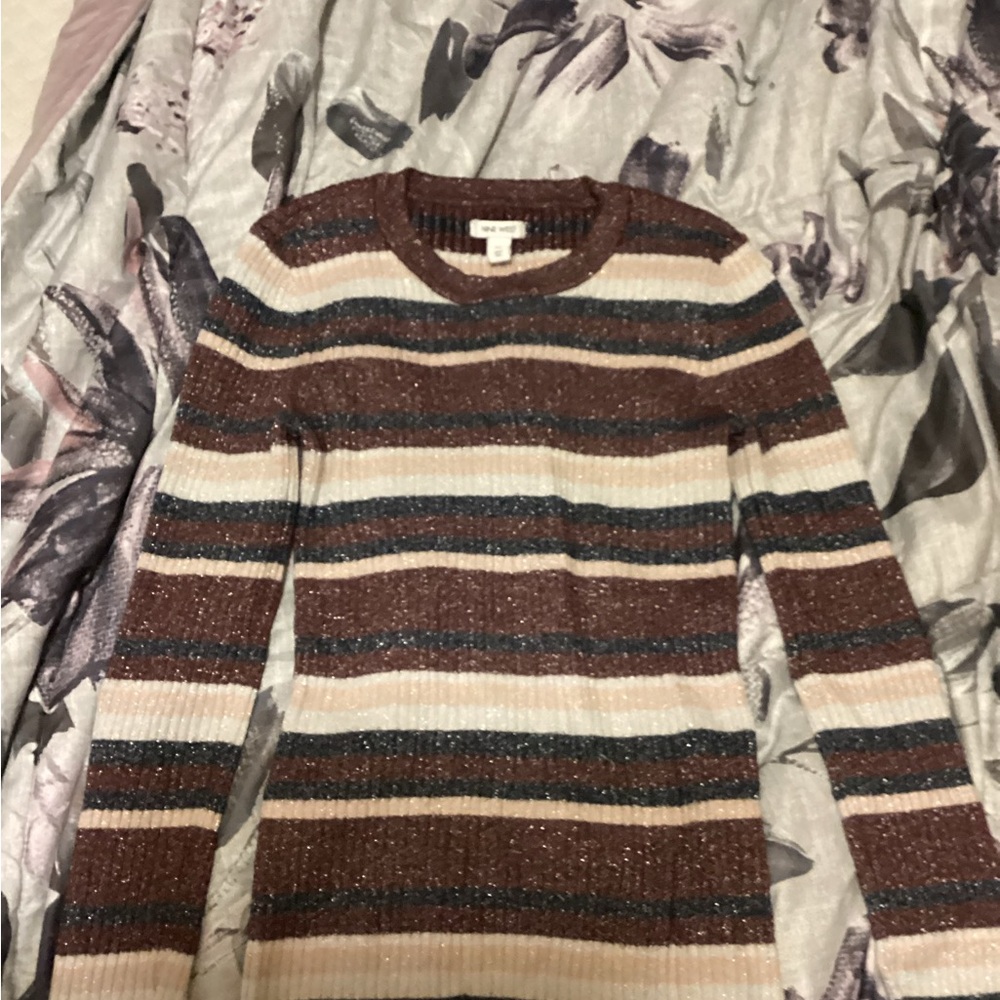 Nine West Metallic Striped Sweater